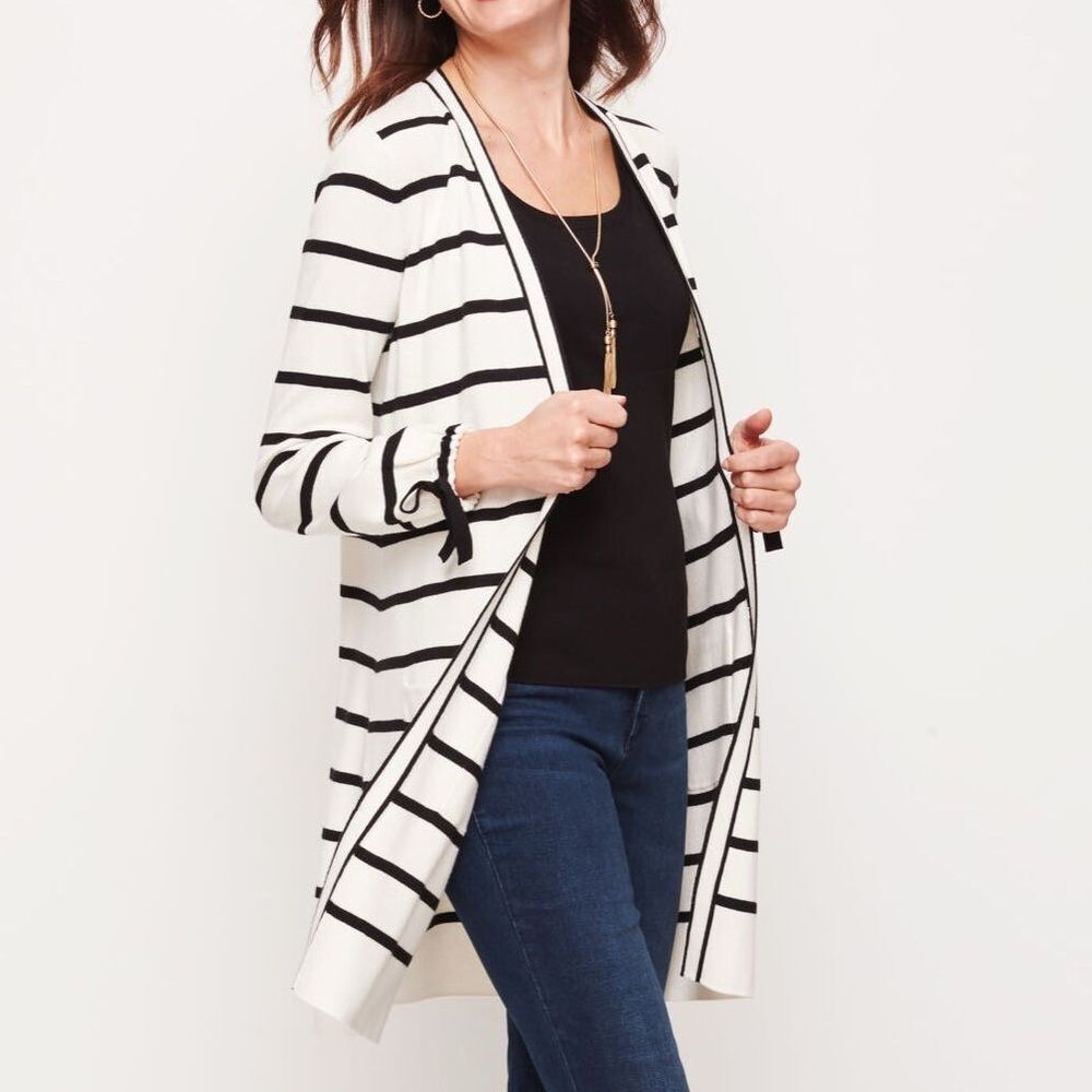 Talbots STRIPED CARDIGAN Oprah collection sz S
